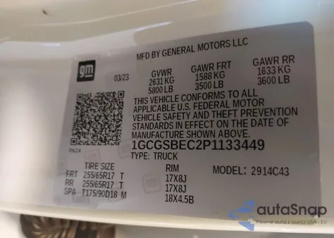 2023 Chevrolet Colorado 2Wd Short Box Wt from USA, damaged, VIN 1GCGSBEC2P1133449